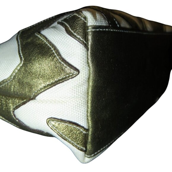 Coach 2005 Canvas & Leather Pochette Demi Bag White w/ gold Zebra Print Accents - Picture 11 of 12